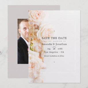 Elegant Floral Beach Wedding Photo Save The Date