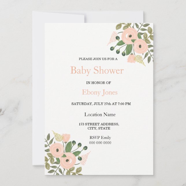 Elegant Floral Beautiful Baby Shower Invitation (Front)