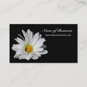 Elegant Floral Beautiful White Daisy on Black Business Card
