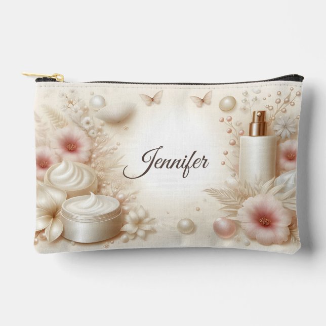 Elegant Floral Beauty Cosmetic Professional Accessory Pouch (Front)