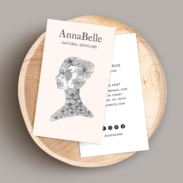 Elegant Floral Beauty Face Salon & Spa Business Card (Creator Uploaded)