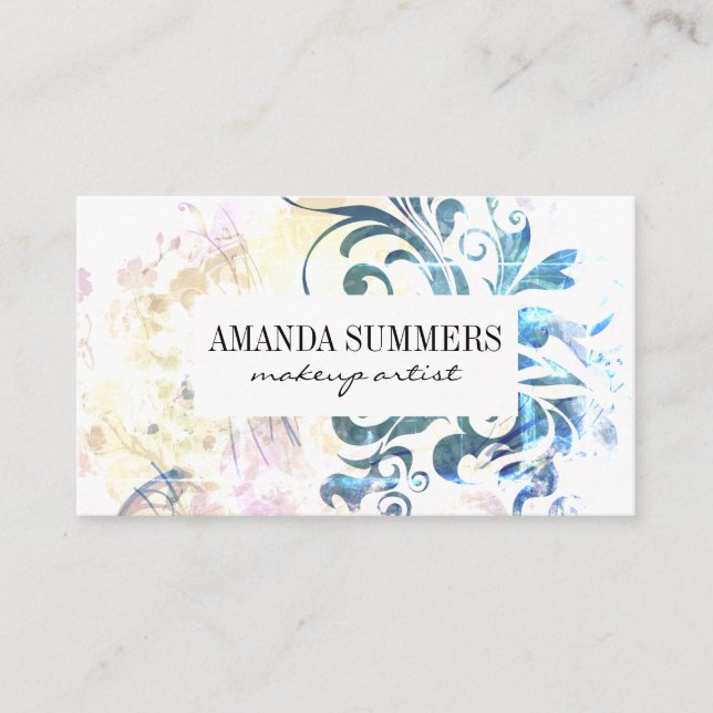 Elegant Floral Beauty Salon Business Card (Front)