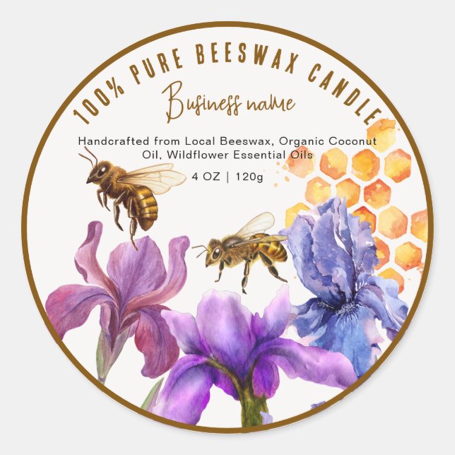 Elegant floral beewax product Label (Front)