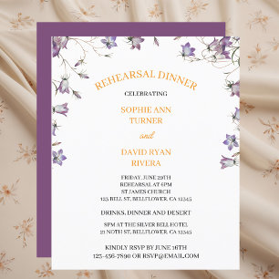 Elegant Floral Bellflower Budget Rehearsal Dinner Flyer