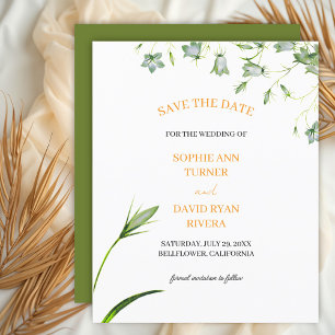 Elegant Floral Bellflower Budget Save the Date Flyer