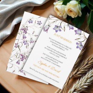 Elegant Floral Bellflower Just Married Wedding Invitation
