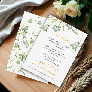 Elegant Floral Bellflower Just Married Wedding Invitation