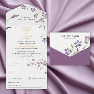 Elegant Floral Bellflower Seal an Send Wedding All In One Invitation