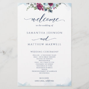 Elegant Floral Berry, Blue and Burgundy Wedding