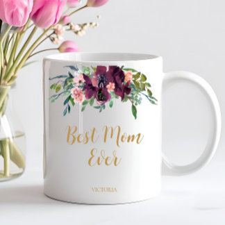 Elegant Floral Best Mum Ever Coffee Mug