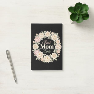 Elegant Floral Best Mum Ever Wreath Post-it Notes