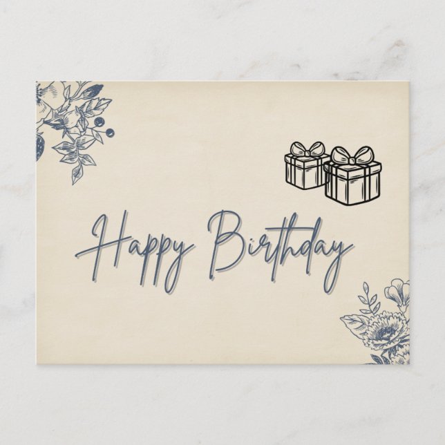 Elegant Floral Birthday Card - Delicate Floral (Front)