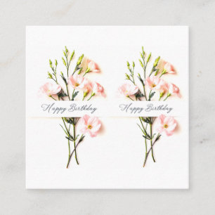 Elegant Floral Birthday Hand Written Text Square Business Card