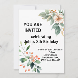 Elegant Floral Birthday Invitation