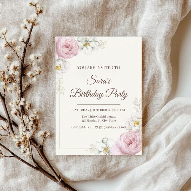 Elegant Floral Birthday Invitation (Creator Uploaded)