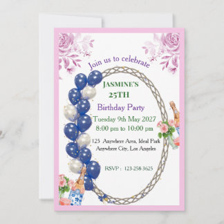 Elegant Floral Birthday Invitations