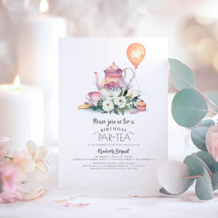 Elegant Floral Birthday Par-tea Invitation