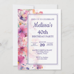 Elegant Floral Birthday Party Invitation
