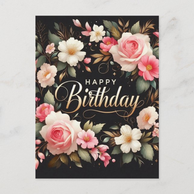 Elegant floral birthday Postcard (Front)