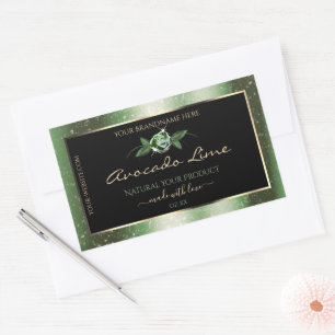 Elegant Floral Black and Dark Green Product Labels