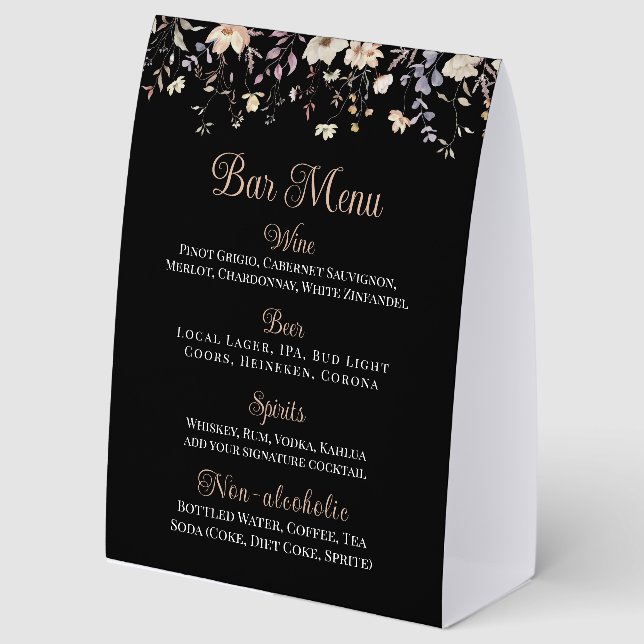 Elegant Floral Black Boho Wedding Reception (Front)