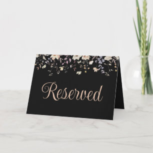 Elegant Floral Black Boho Wedding Reserved Seating Invitation