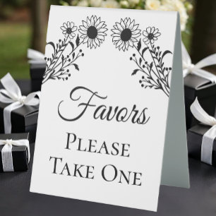 Elegant Floral Black White Sunflower Wedding Favou