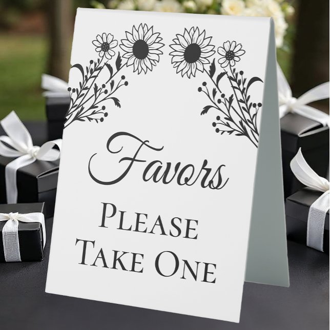 Elegant Floral Black White Sunflower Wedding Favou (Creator Uploaded)