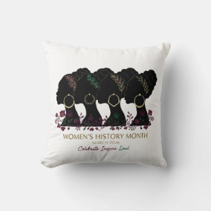 Elegant Floral Black Women's History Month 2026 Cushion