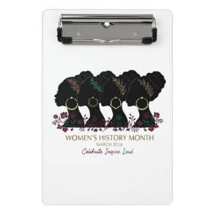 Elegant Floral Black Women's History Month 2026 Mini Clipboard