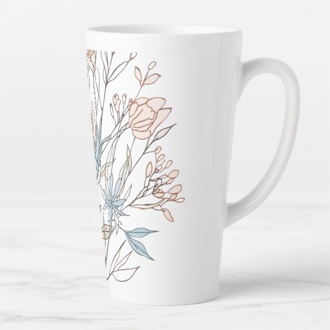 Elegant Floral Bloom Art | Modern Botanical Flower Latte Mug (Right)