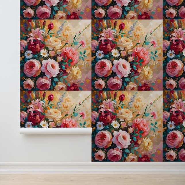 Elegant Floral Bloom Peel and Stick Wallpaper (Application)