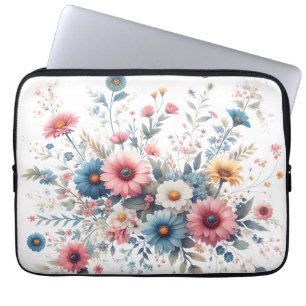 Elegant Floral Blooms Laptop Sleeve