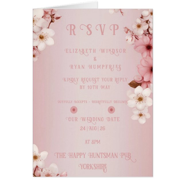 Elegant Floral Blossom Wedding Invitation Design (Front)