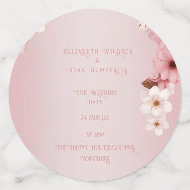 Elegant Floral Blossom Wedding Invitation Design Confetti (Large Back)