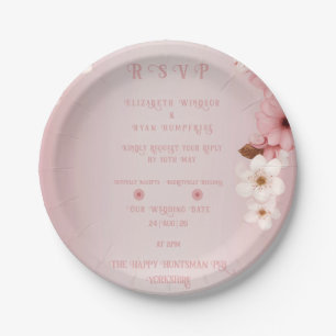 Elegant Floral Blossom Wedding Invitation Design Paper Plate