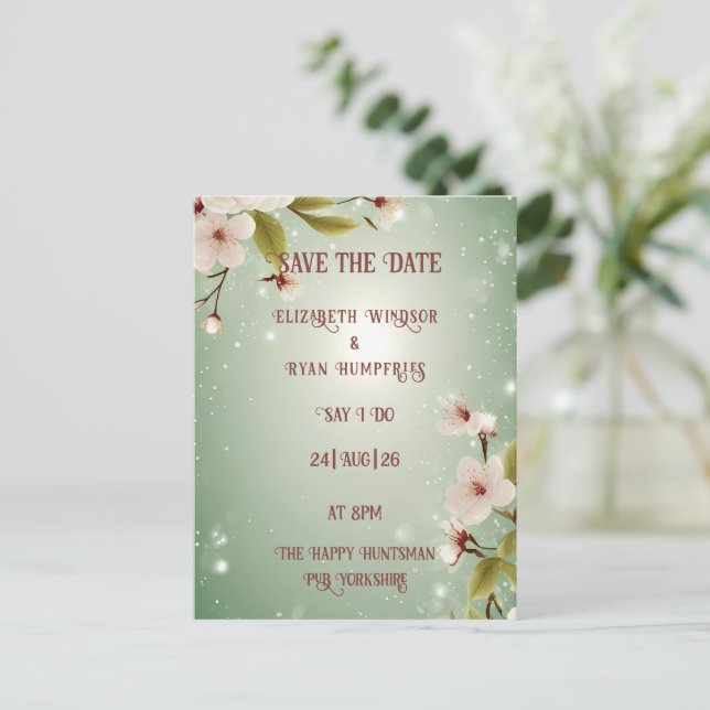 Elegant Floral Blossom Wedding Invitations (Standing Front)