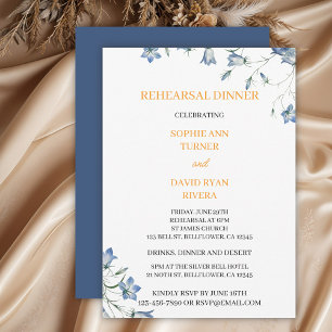 Elegant Floral Blue Bellflower Rehearsal Dinner Invitation