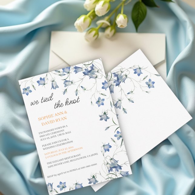 Elegant Floral Blue Bellflower We tied the Knot Invitation (Creator Uploaded)