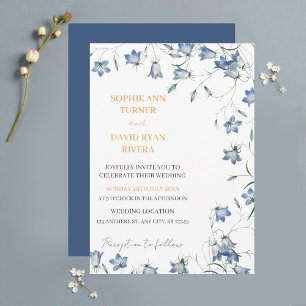 Elegant Floral Blue Bellflower Wedding Invitation