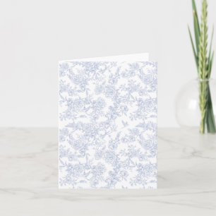Elegant Floral Blue French Toile Note Card