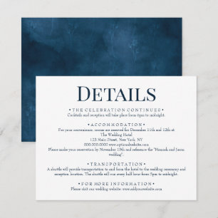 Elegant Floral Blue Watercolor Wedding Details Enclosure Card