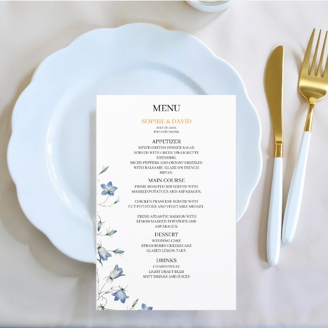 Elegant Floral Blue Wedding Budget Menu (Creator Uploaded)