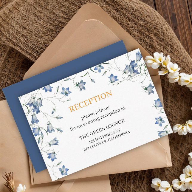 Elegant Floral Blue Wedding Reception Only Enclosure Card (Creator Uploaded)