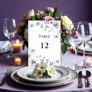 Elegant Floral Blue Wedding Table Number