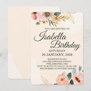 Elegant Floral – Blush and Peach Watercolor Flower Invitation