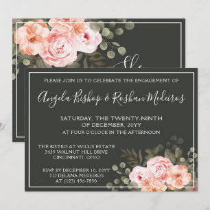 Elegant Floral Blush Botanical Engagement Party Invitation