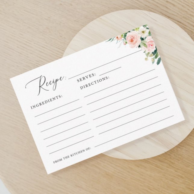 Elegant Floral Blush Bridal Shower Recipe Cards (Creator Uploaded)