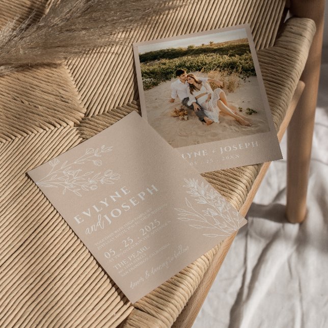 Elegant Floral Blush Herbal Boho Wedding Invitation (Creator Uploaded)