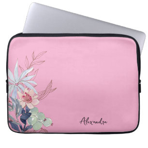 Elegant Floral Blush Pink Abstract Laptop Sleeve